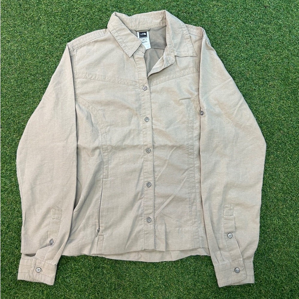 The North Face‎ Womens Tan Ripstop Hiking Shirt Long Sleeve Button Down Medium